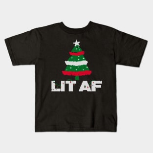 lit af christmas tree ugly sweater Kids T-Shirt